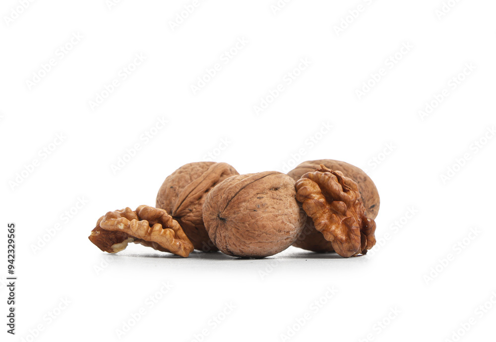 Tasty walnuts on white background Tasty walnuts on white background