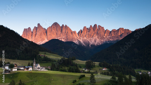 Beautiful sunset in Santa Maddalena village - Val di Funes valley, Dolomites - Trentino Alto Adige, Bolzano - Italy