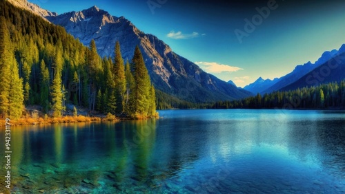 Wallpaper turquoise lake in summer mountains