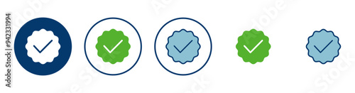 Approved icon vector isolated on white background. Certified Medal Icon vector. check mark