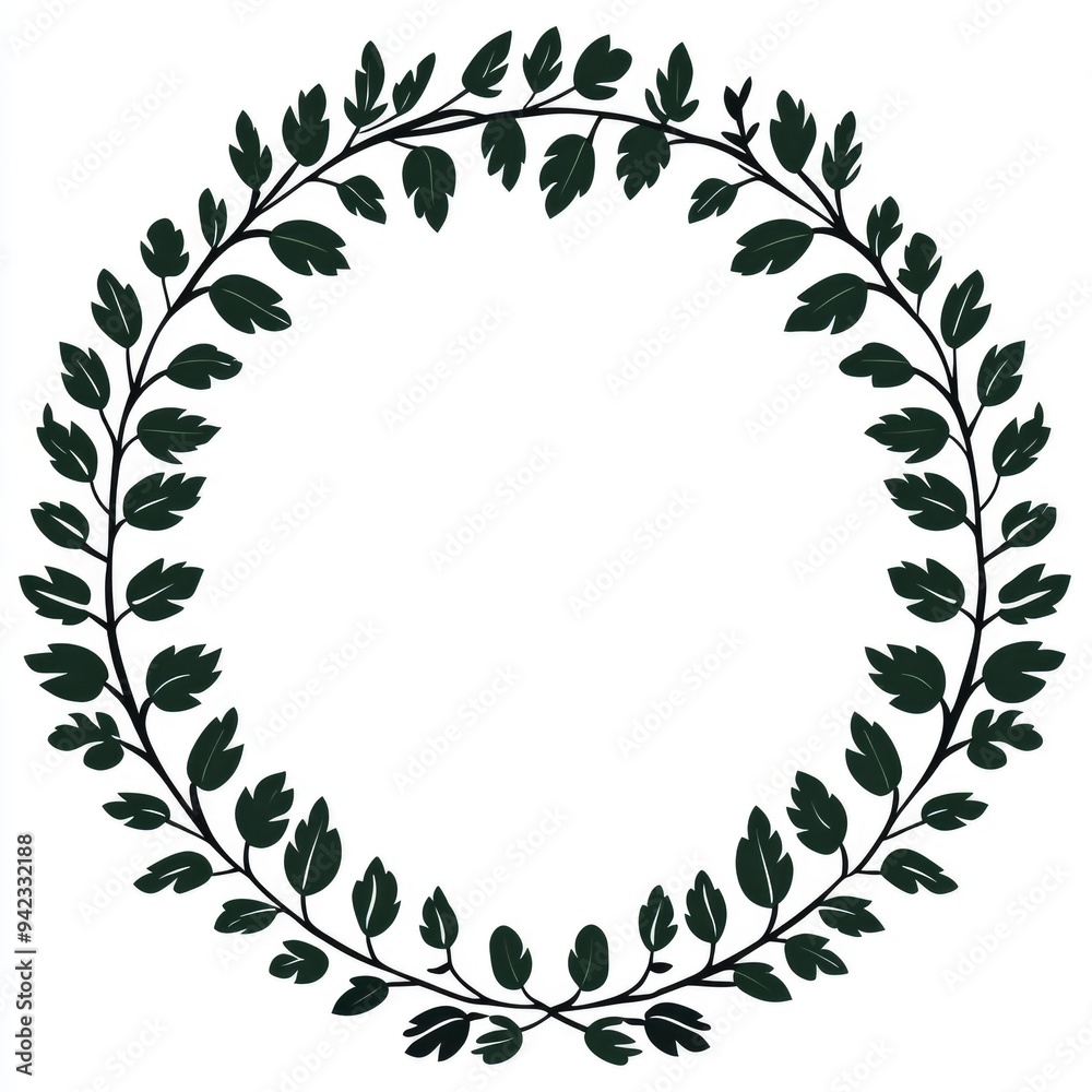 Floral Wreath with Leaves Border Floral Wreath with Leaves Border