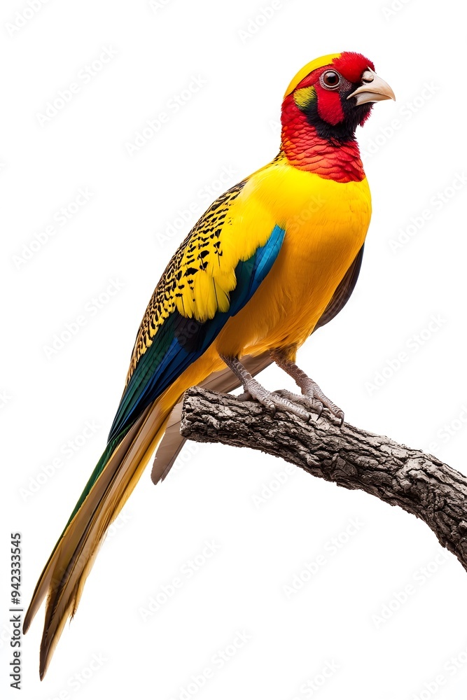 Golden Pheasant Bird Perched on a Branch with White Background, Realistic Photo, Wallpaper, Cover and Screen for Smartphone, Cell Phone, Computer, Laptop, 9:16 and 16:9 Format Golden Pheasant Bird Perched on a Branch with White Background, Realistic Photo, Wallpaper, Cover and Screen for Smartphone, Cell Phone, Computer, Laptop, 9:16 and 16:9 Format