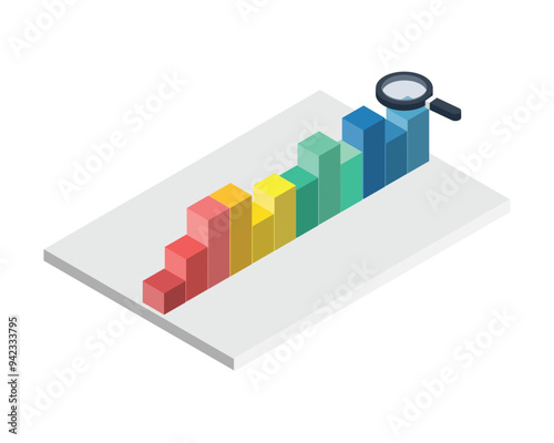 isometric graph of annual budget report to forecast cashflow or income in 12 month period