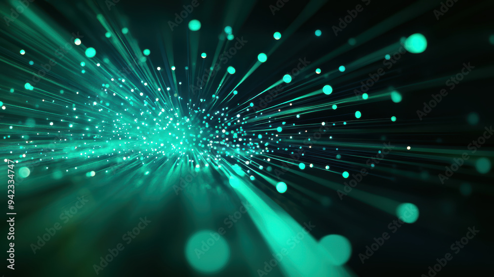 A green and blue image of a light show with many small dots. The image has a futuristic and energetic vibe A green and blue image of a light show with many small dots. The image has a futuristic and energetic vibe