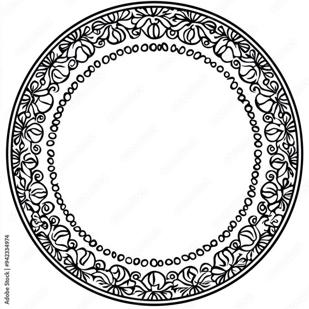Ornate Floral Circle Frame Border Design