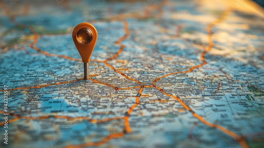 A close-up of a detailed road trip map with highlighted routes and destinations, perfect for planning adventures. Ample space for text. A close-up of a detailed road trip map with highlighted routes and destinations, perfect for planning adventures. Ample space for text.
