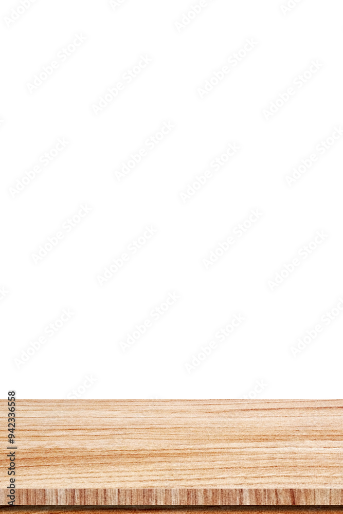 Wood table isolated on white background in kitchen, Vertical wooden shelf, counter for food and product display mock up, Wood table top, desk surface banner, template, backdrop, wallpaper, poster Wood table isolated on white background in kitchen, Vertical wooden shelf, counter for food and product display mock up, Wood table top, desk surface banner, template, backdrop, wallpaper, poster