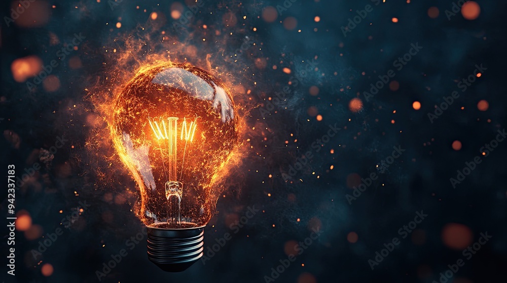 Fiery Lightbulb: A Symbol of Inspiration and Innovation Fiery Lightbulb: A Symbol of Inspiration and Innovation