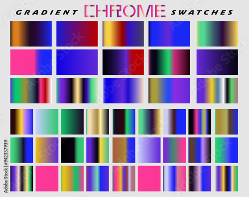 Wallpaper Mural Acid chrome gradient swatches in holographic vibrant colors for art and design. Torontodigital.ca