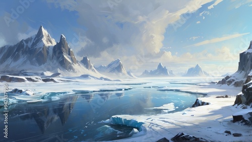 Wallpaper Mural Painting, winter landscape of glaciers Torontodigital.ca