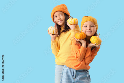 Cute little happy girls in ...