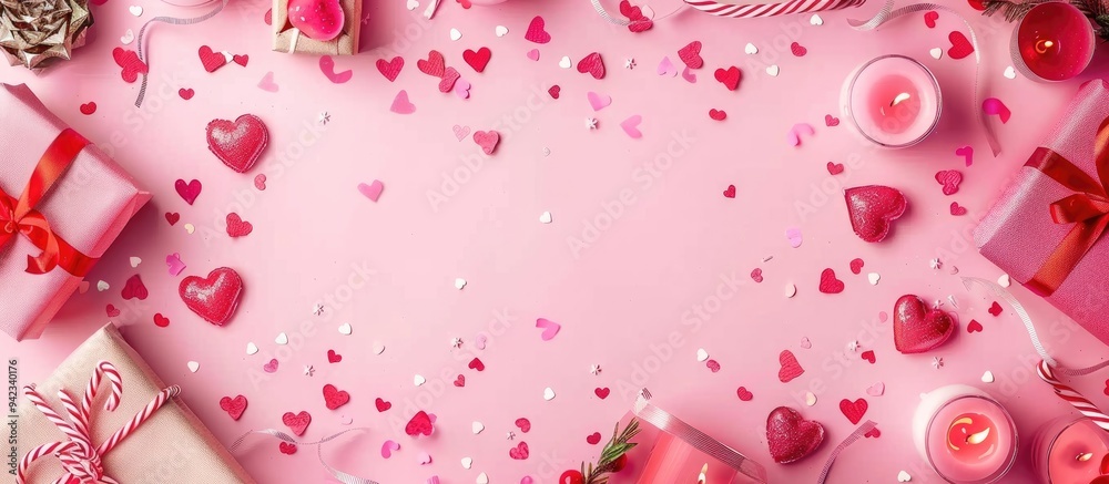 Valentine S Day Frame Made Of Gifts Candles Confetti On Pink Background Valentines Day Background Flat Lay Top View Copy Space Valentine S Day Frame Made Of Gifts Candles Confetti On Pink Background Valentines Day Background Flat Lay Top View Copy Space