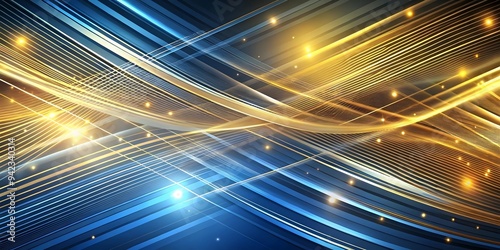 blue and gold wave pattern with glowing highlights on abstract background