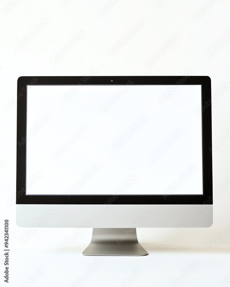 Modern desktop computer with a blank screen isolated on a white background, ideal for web design, technology, and software development concepts. Modern desktop computer with a blank screen isolated on a white background, ideal for web design, technology, and software development concepts.