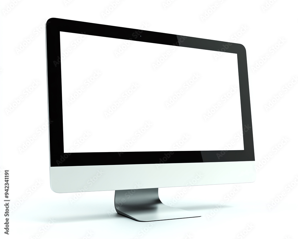 Modern desktop computer with a sleek monitor design on a white background. Perfect for technology, business, and office usage. Modern desktop computer with a sleek monitor design on a white background. Perfect for technology, business, and office usage.