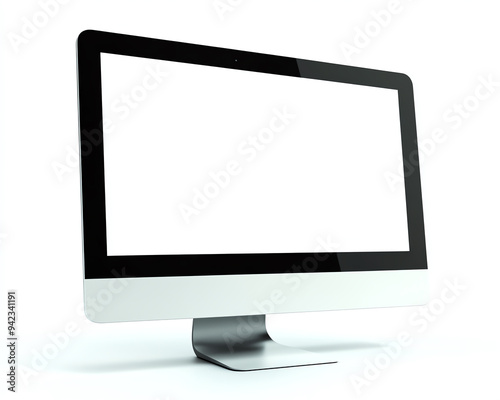 Modern desktop computer with a sleek monitor design on a white background. Perfect for technology, business, and office usage.