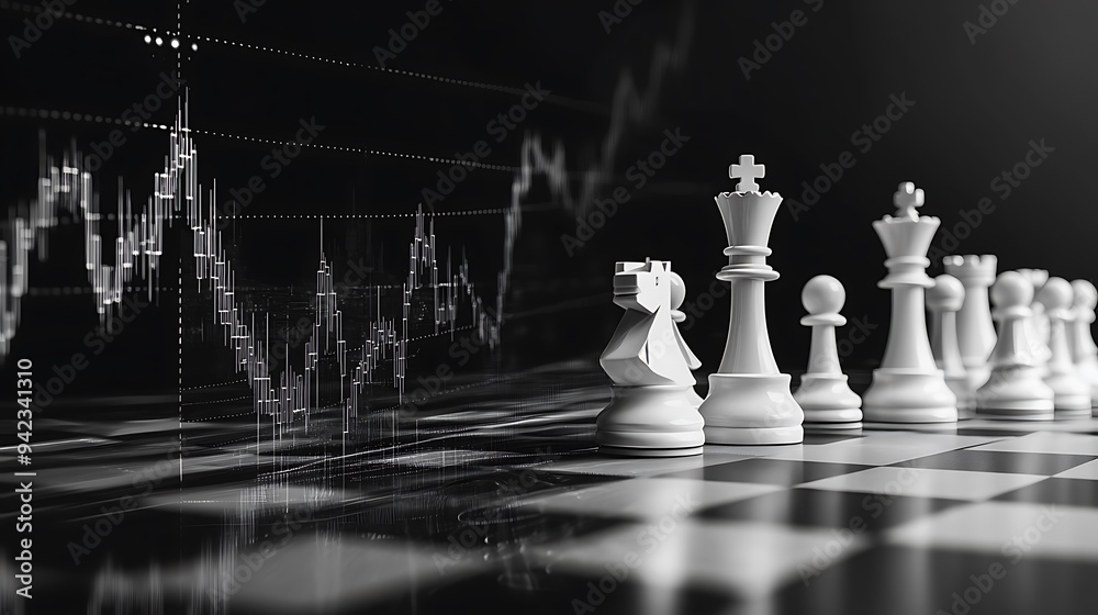 © Ariep - Chess Pieces on a Board with a Stock Market Graph in the Background © Ariep - Chess Pieces on a Board with a Stock Market Graph in the Background