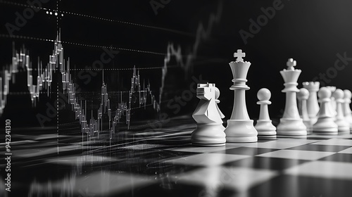 Wallpaper Mural Chess Pieces on a Board with a Stock Market Graph in the Background Torontodigital.ca
