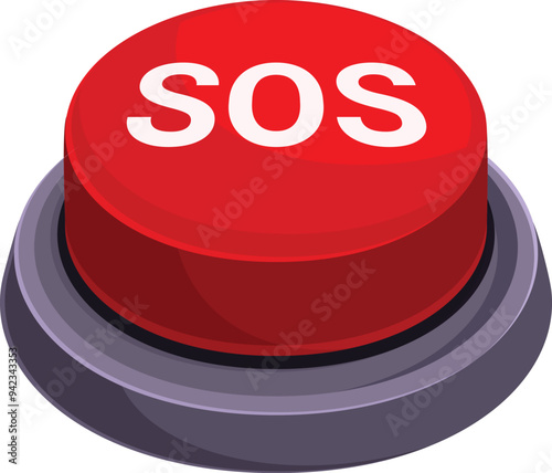 Large red emergency button with sos signal, ready to be pressed in case of an emergency situation