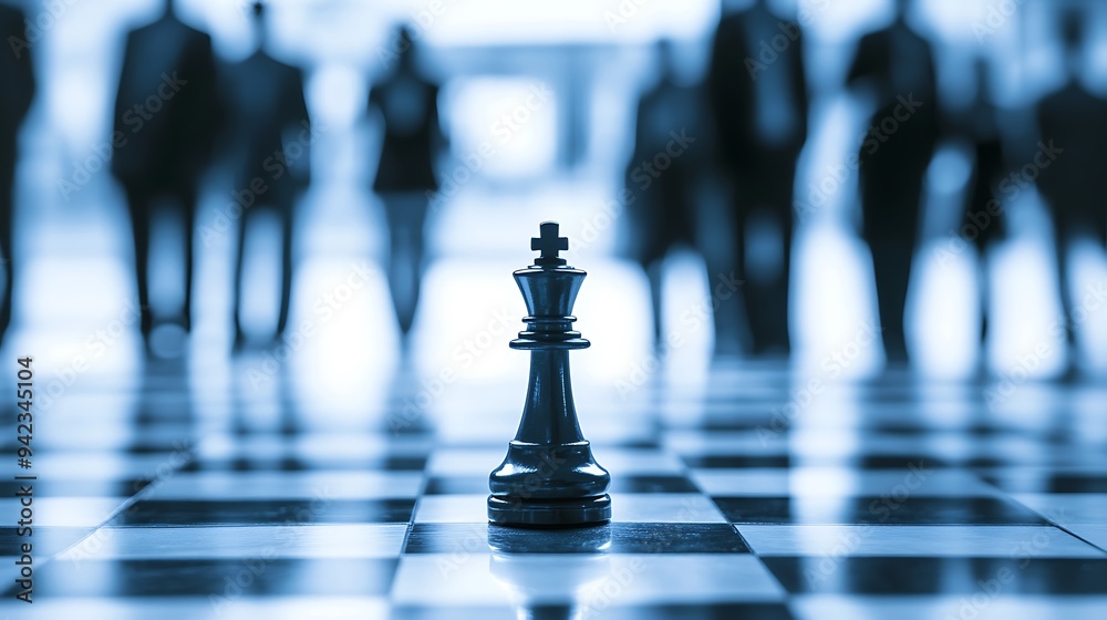 Chess King Standing Tall on a Checkered Floor Chess King Standing Tall on a Checkered Floor