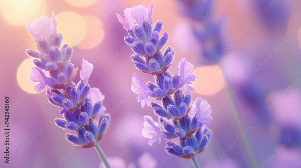 A close-up of lavender flowers in full bloom, with the soft purple hues creating a calming and serene atmosphere. A close-up of lavender flowers in full bloom, with the soft purple hues creating a calming and serene atmosphere.
