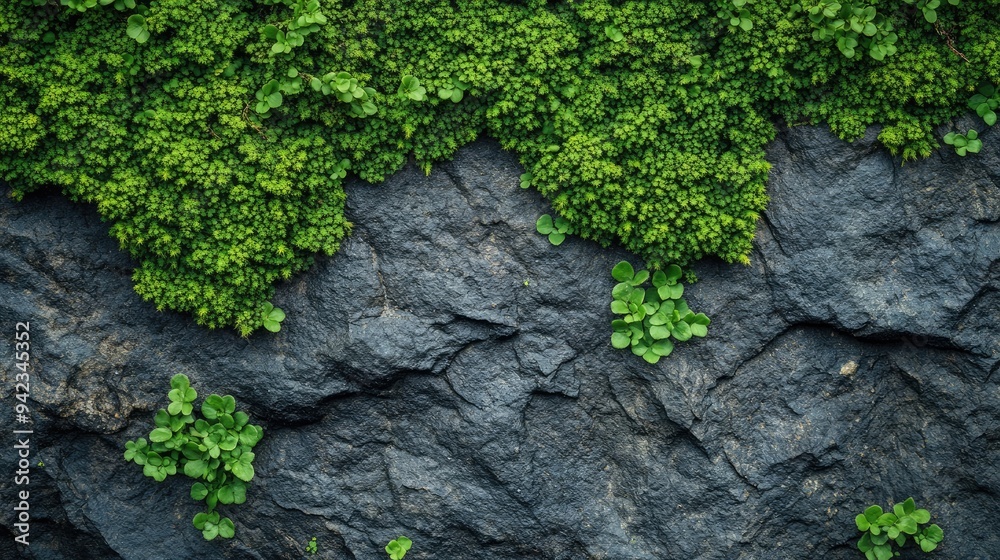 A close-up of lush green moss covering a rock surface, with tiny details of the texture and color, perfect for nature-themed designs with ample copy space. A close-up of lush green moss covering a rock surface, with tiny details of the texture and color, perfect for nature-themed designs with ample copy space.