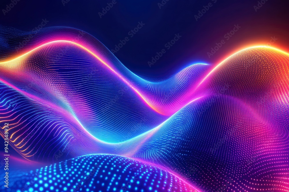 Abstract flowing neon wave background , ai Abstract flowing neon wave background , ai