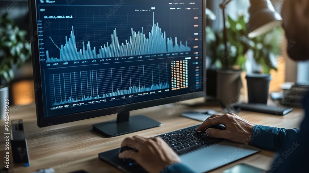 Financial Market Trend Visualization on a Screen 
