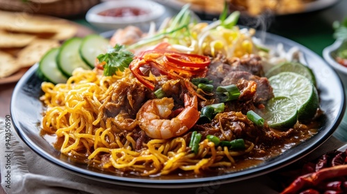  spicy fried noodle beef and prawn