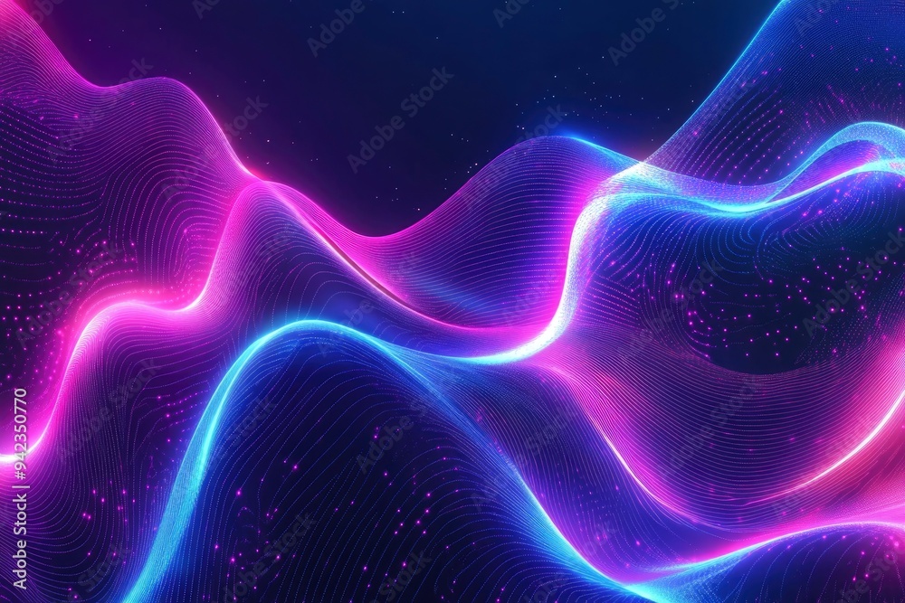 Abstract flowing neon wave background , ai Abstract flowing neon wave background , ai