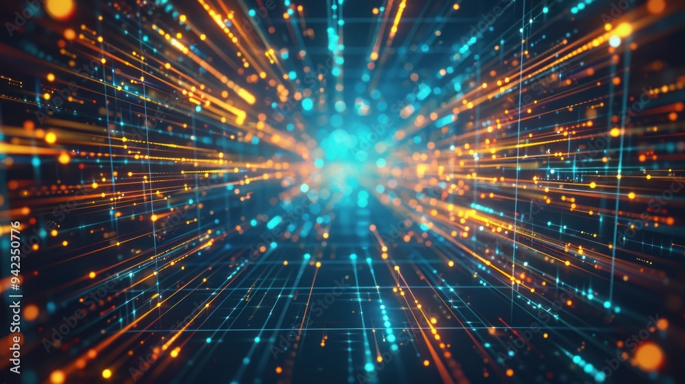 Abstract Digital Network with Glowing Lines Abstract Digital Network with Glowing Lines
