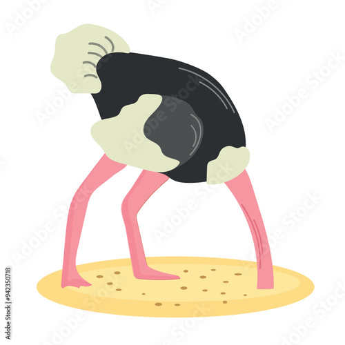Ostrich head in sand icon clipart avatar logtotype isolated vector illustration
