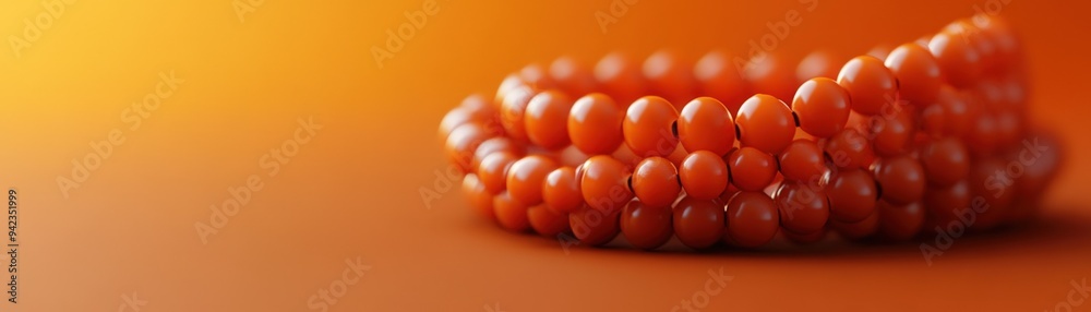 Simple meditation beads, orange background, isolated, 3D render, minimalism, space for text Simple meditation beads, orange background, isolated, 3D render, minimalism, space for text