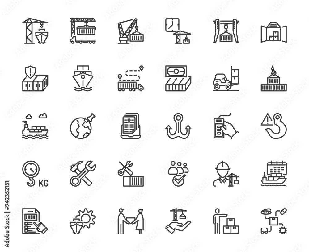 Port icon set Port icon set