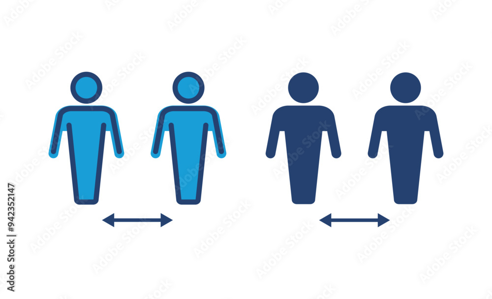Social distance icon vector. social distancing icon. self quarantine sign Social distance icon vector. social distancing icon. self quarantine sign