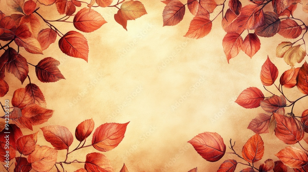 A decorative border made of intricate fall leaves and vines, creating a warm and inviting frame for autumn-themed content with space for text. A decorative border made of intricate fall leaves and vines, creating a warm and inviting frame for autumn-themed content with space for text.