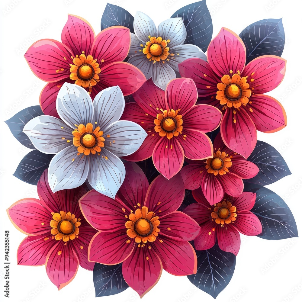 Fototapeta premium Vibrant Bouquet of Pink and White Flowers