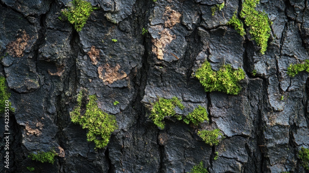 A detailed shot of moss growing in the grooves of tree bark, showcasing the intricate patterns and textures with ample room for messaging. A detailed shot of moss growing in the grooves of tree bark, showcasing the intricate patterns and textures with ample room for messaging.