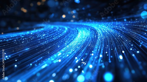 Fiber optic communication networks, visualizing light transmission and advanced connection systems..