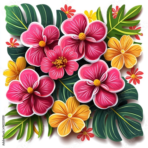 Tropical Flowers in Bloom