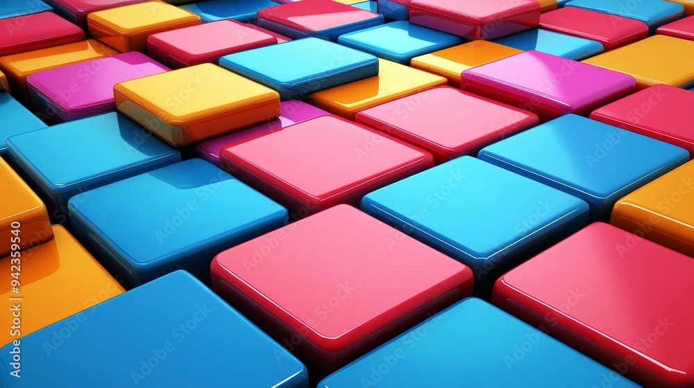 Abstract pattern of colorful square blocks, creating a dynamic and playful visual. Abstract pattern of colorful square blocks, creating a dynamic and playful visual.