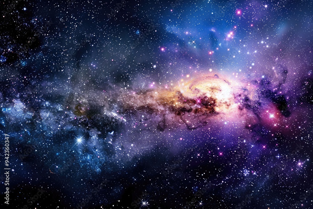 Naklejka premium Expansive cosmos - grandeur of galaxies and the universe, revealing the infinite wonders and complexities of celestial bodies and the mysteries that lie within the vastness of space.