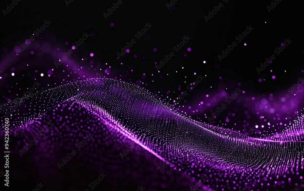 Abstract Purple Wave with Glittering Particles Abstract Purple Wave with Glittering Particles