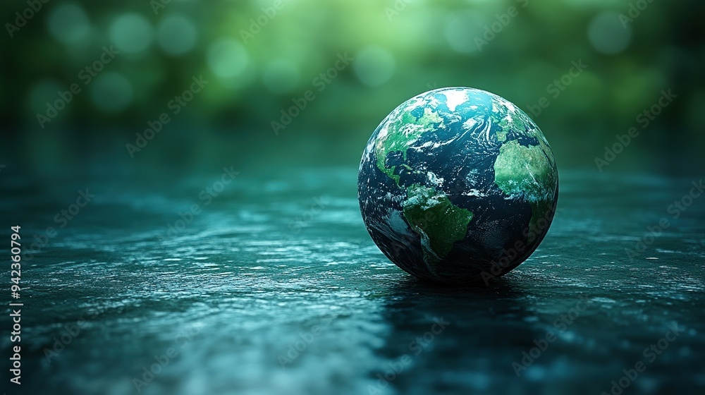 Representing Earth Day, a blue and green eco globe logo promotes environmental protection. Representing Earth Day, a blue and green eco globe logo promotes environmental protection.