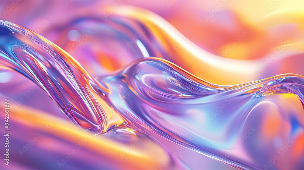 3D background with bright glass surfaces and fluid wave textures, highlighted by a colorful, shifting gradient. 3D background with bright glass surfaces and fluid wave textures, highlighted by a colorful, shifting gradient.