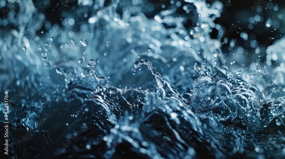 A close-up shot of water splashing on the ground, ideal for use in videos or images about nature, relaxation, and calmness