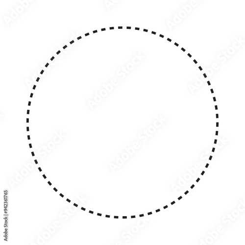 Dotted circle icon. Dashed round frame. Simple circular border. Geometric vector shape