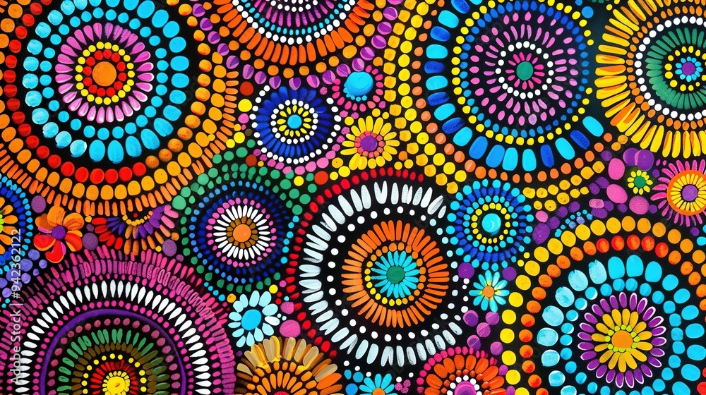 Abstract Circular Design with Vibrant Colors and Dotted Patterns Abstract Circular Design with Vibrant Colors and Dotted Patterns