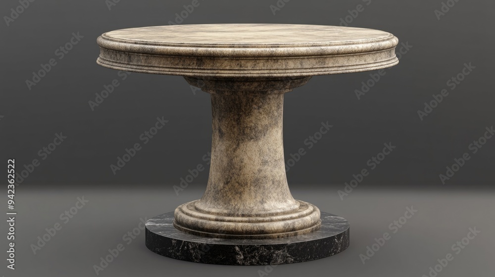 Antique-style Stone Round Table with Marble Base Antique-style Stone Round Table with Marble Base