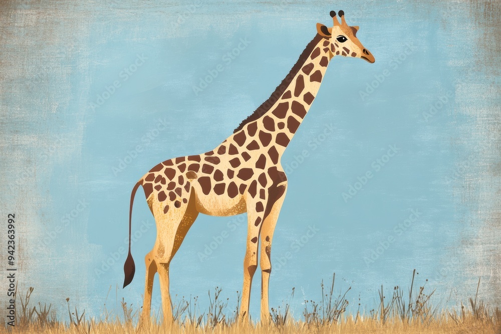 Obraz premium Stylized Giraffe on Blue Background
